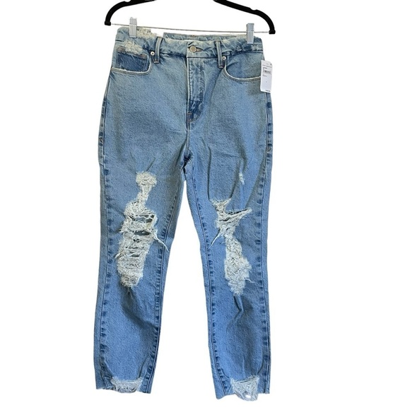 Good American Good Vintage Jean Straight Leg Distressed Hi Rise Size 6 / 28 NWT - Picture 1 of 11